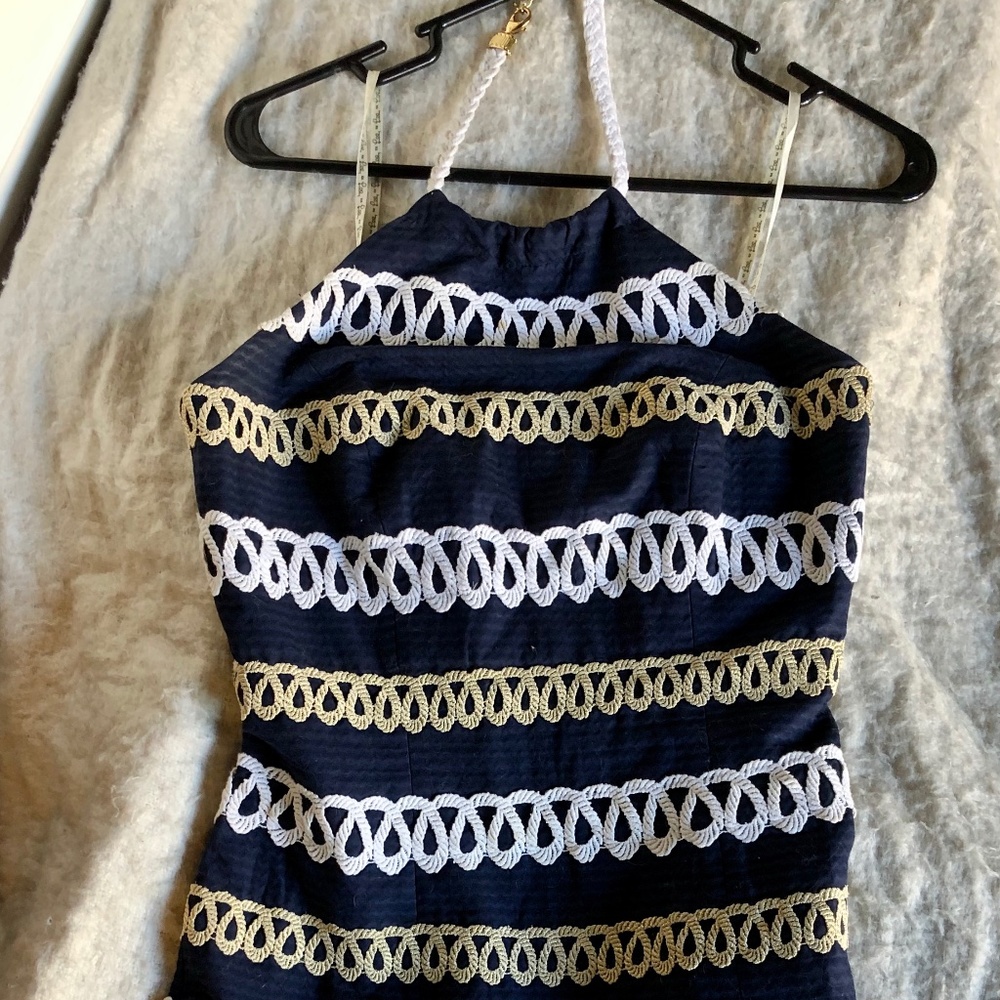 Lily Pulitzer halter nautical striped dress navy